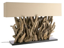 DKD Home Decor Lámpara de Sobremesa Raíz de Teca Reciclada 100x38x68 cm