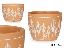 Ibergarden Maceta Terracota Hojas Redonda 12.5x10 cm Marrón Cemento (Set de 12)