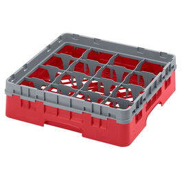 CAMBRO - 16S318-163 - Cesta de lavado 16 comp. 1 altura - 10,9 cm Ø máx. - alt. máx. 9,4 cm - 50 x 50 x 14,3 cm - Rojo