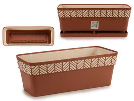 Stefanplast Jardinera Plástico 50 cm Orfeo Terracota con Reserva de Agua 49x18x17 cm (Set de 12)