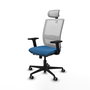 PIQUERAS Y CRESPO Silla de oficina Haches con mecanismo Sincro/Traslack, Azul claro y Blanco
