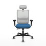 PIQUERAS Y CRESPO Silla de oficina Haches con mecanismo Sincro/Traslack, Azul claro y Blanco