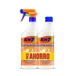 KH7 Quitagrasas Pack Ahorro 715 ml con Pulverizador + Recarga 500 ml para Cocina y Textiles - Ref. Kh-7