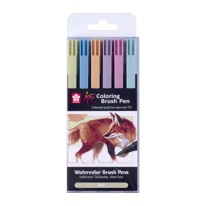Sakura Koi Coloring Brush Pen set Earth, 6 colores Sakura Koi Coloring Brush Pen set Earth, 6 colores