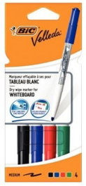BIC Bolsa de 4 Rotuladores Velleda 1741 Colores Surtidos de 2 mm