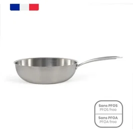 Livoo Wok de Acero Inoxidable MEP162 Ø 28 cm para Todas las Placas de Cocción Incluida Inducción y Horno Fabricado en Francia