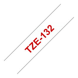 Brother P-Touch TZE-132 Cinta de Etiquetas Rojo sobre Transparencia 12mm