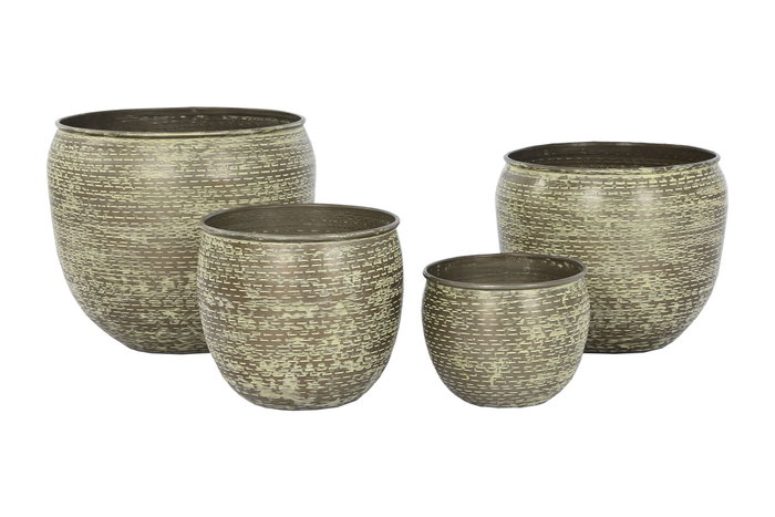 DKD Home Decor Macetero Mundra Verde 39x39x33 cm Set de 4 Hecho a mano