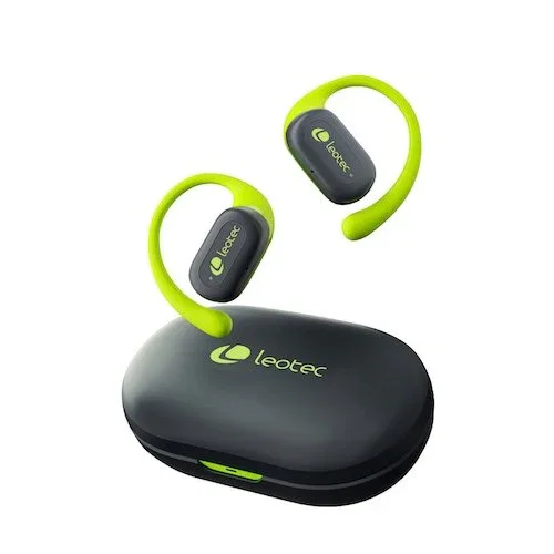 Leotec LETWS01G Auriculares Inalámbricos Deportivos Open Air Zenit Sport para Llamadas y Música, Bluetooth 5.4, IPX5, Hasta 6.5h, Carga Rápida, Gris
