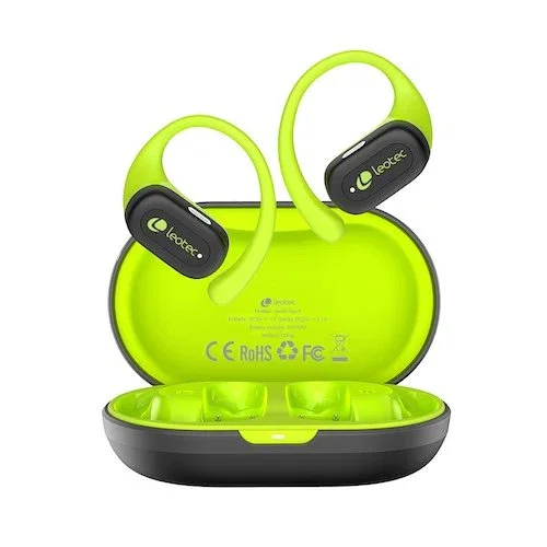 Leotec LETWS01G Auriculares Inalámbricos Deportivos Open Air Zenit Sport para Llamadas y Música, Bluetooth 5.4, IPX5, Hasta 6.5h, Carga Rápida, Gris