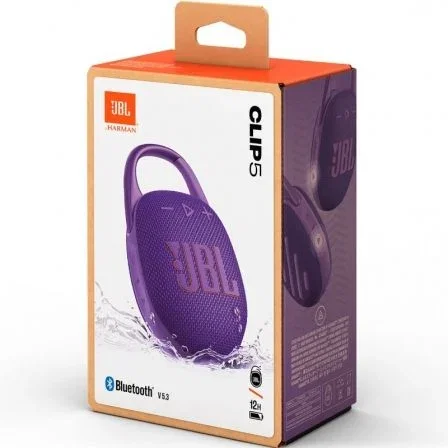 JBL Altavoz Bluetooth Clip 5 7W 15h de Batería IP67 Mosquetón Integrado Lila JBLCLIP5PUR