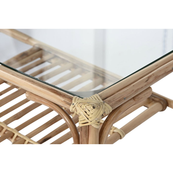 DKD Home Decor Mesa de Centro de Ratán y Bambú Natural