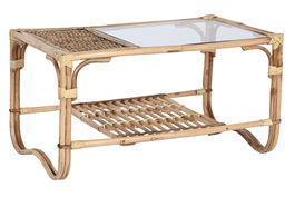DKD Home Decor Mesa Centro Tropical Natural Ratán Bambú 46 x 40 x 76 cm