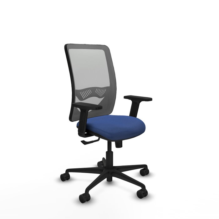 Silla de oficina Zulema con mecanismo Sincro tapizada con Tela color Azul marino y malla color Gris. Equipada con lumbar 1D, Brazos 2D y Ruedas 65mm nailon Silla de oficina Zulema con mecanismo Sincro tapizada con Tela color Azul marino y malla color Gris. Equipada con lumbar 1D, Brazos 2D y Ruedas 65mm nailon