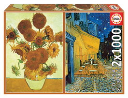 EDUCA BORRAS Los Girasoles + Terraza de café por la noche, V. Van Gogh Puzzle 2x1000 piezas