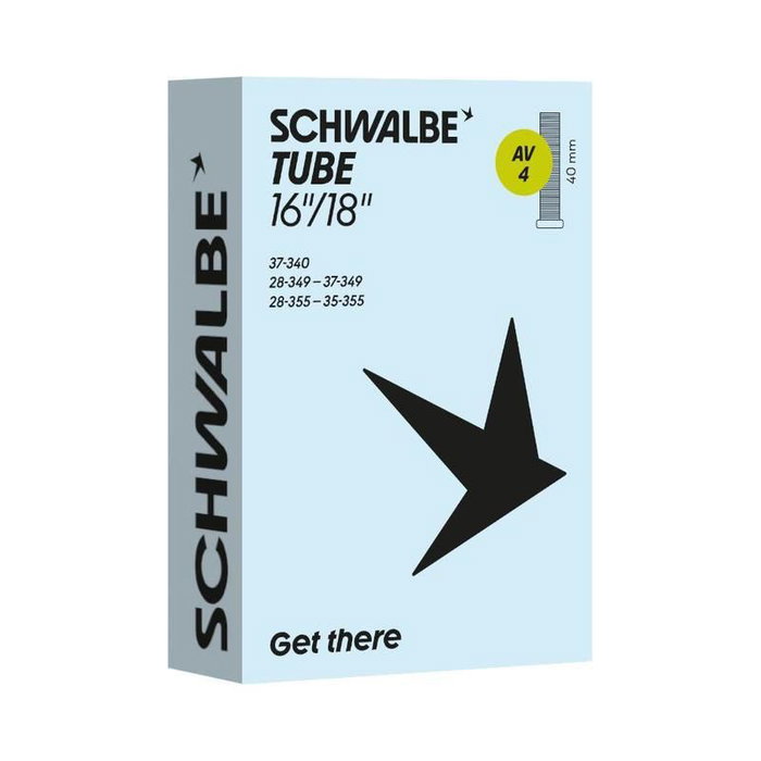 Schwalbe AV4 Cámara de Aire para Ruedas 16-18 Pulgadas Válvula Standard 40 mm Butilo Schwalbe AV4 Cámara de Aire para Ruedas 16-18 Pulgadas Válvula Standard 40 mm Butilo