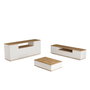 Hanah Home FR18-AW Conjunto Muebles Salón Tablero Melamina 18mm Pino Atlántico Blanco Mueble TV 180cm Mesa Centro 90cm Consola