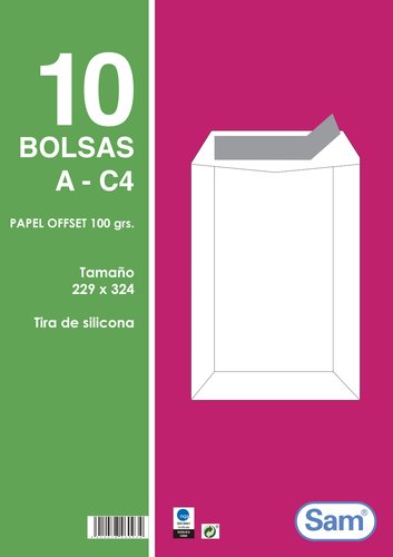 Sobre-Bolsa Sam 229X324 Blanco 100G (Silicona) Paquete De 10 (Set de 25) Sobre-Bolsa Sam 229X324 Blanco 100G (Silicona) Paquete De 10 (Set de 25)