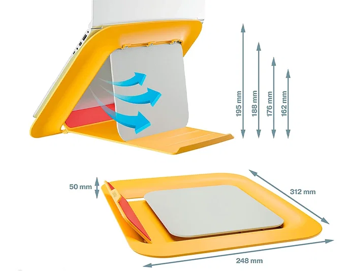 LEITZ Soporte Ergo Cosy Amarillo para Portátil de 13 a 17 Pulgadas