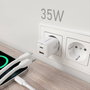 Aisens Cargador GaN 35W con 2 Puertos USB-C y USB-A, Blanco