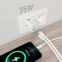 Aisens Cargador GaN 35W con 2 Puertos USB-C y USB-A, Blanco