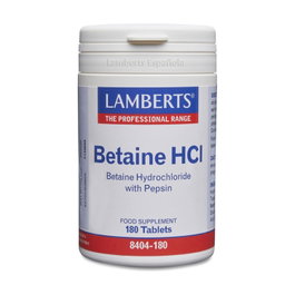 Lamberts Betaína HCL con Pepsina 180 Cápsulas Complemento Alimenticio Digestivo