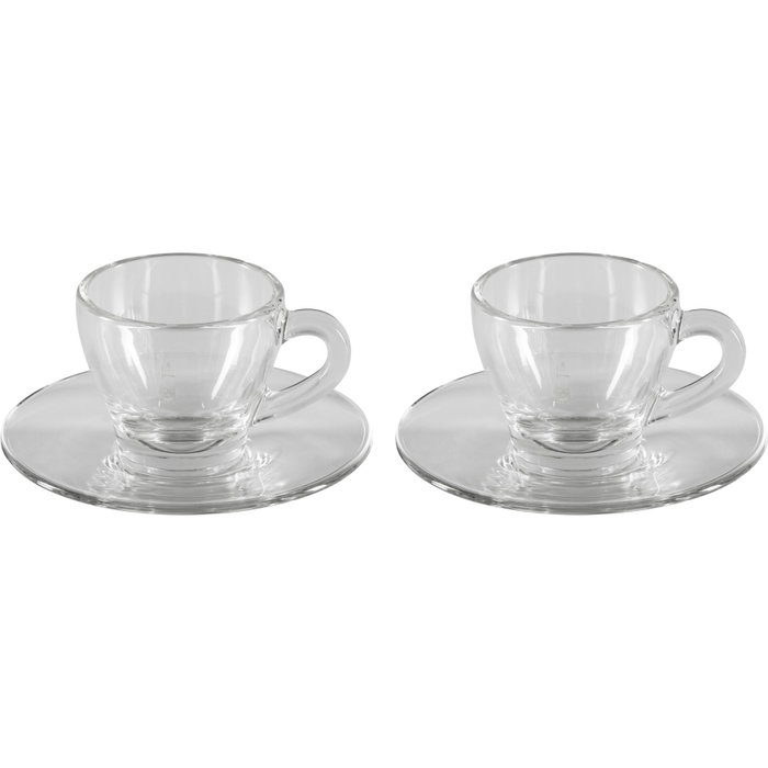 Bialetti Set de 2 tazas de espresso ISTITUZIONALE de vidrio con platos Bialetti Set de 2 tazas de espresso ISTITUZIONALE de vidrio con platos