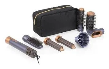 Princess Airstyler 529207 Kit de peluquería 7 en 1 con 7 accesorios, motor DC 1000W, 3 ajustes calor, cable giratorio, color azul