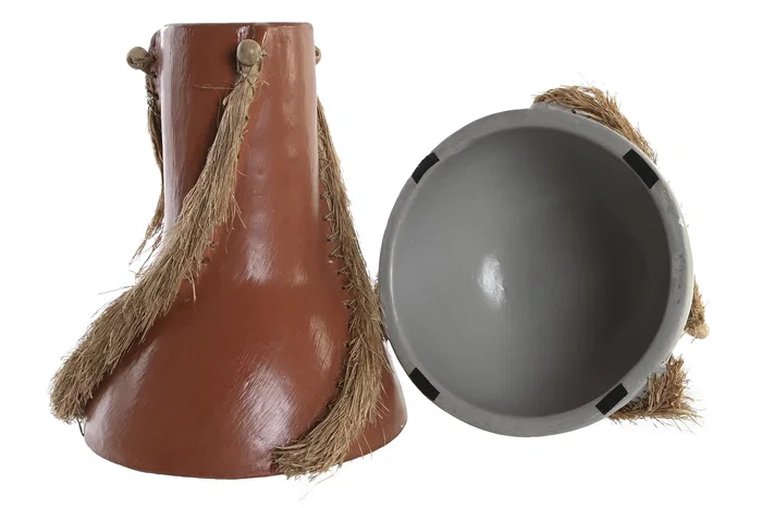 DKD Home Decor Jarrón de Bambú y Fibra, Pack de 2 unidades