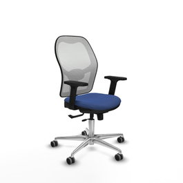 PIQUERAS Y CRESPO Silla de oficina Jorquera con mecanismo Sincro/Traslack, Azul marino y Blanco