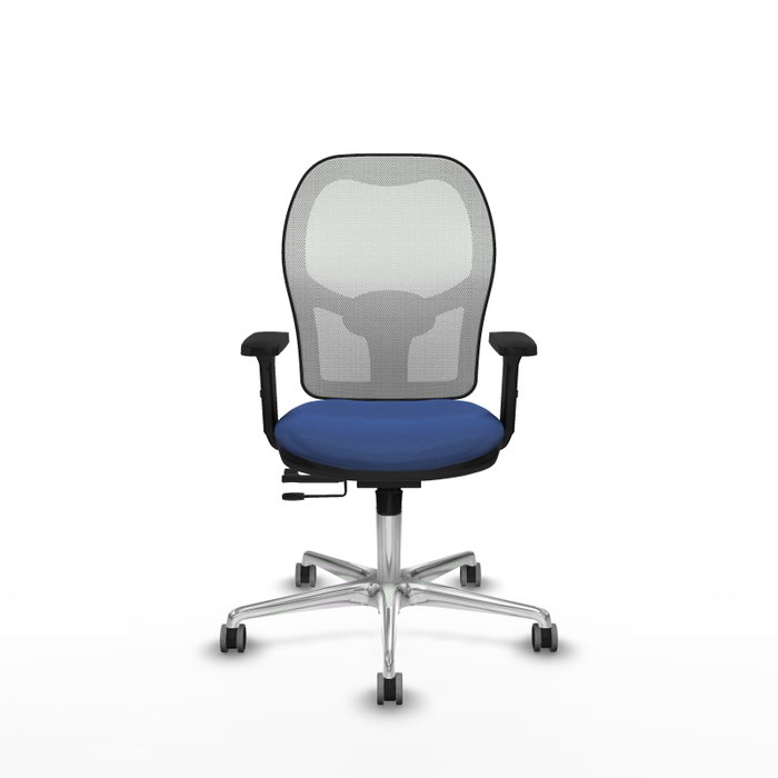 PIQUERAS Y CRESPO Silla de oficina Jorquera con mecanismo Sincro/Traslack, Azul marino y Blanco