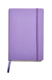Muitomas NOTESA5VL Cuaderno de notas A5 con tapa rústica, cierre elástico y papel marfil a rayas - Violeta