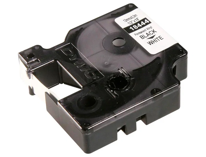 Dymo RHINO Cinta de Vinilo Industrial 12mm x 5,5m Negro sobre Blanco
