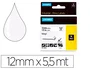 Dymo RHINO Cinta de Vinilo Industrial 12mm x 5,5m Negro sobre Blanco