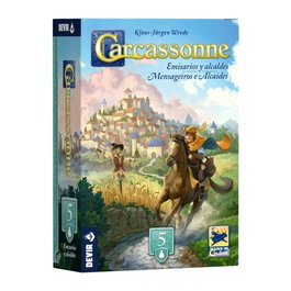 Devir Carcassonne: Emisarios y Alcaldes - Expansión 5 para Juego de Mesa, con Nuevas Losetas y Peones, Idioma Español