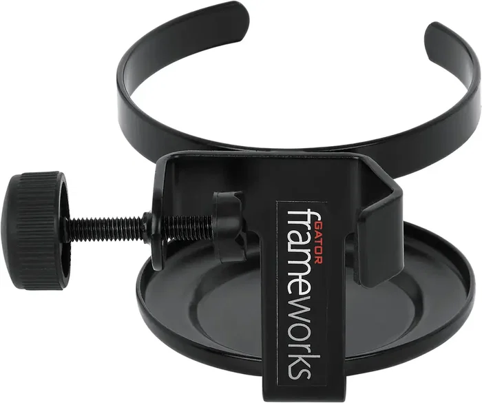 FRAMEWORKS Soporte Individual para Micrófono o Copa - Portavasos Negro de Acero para Montar