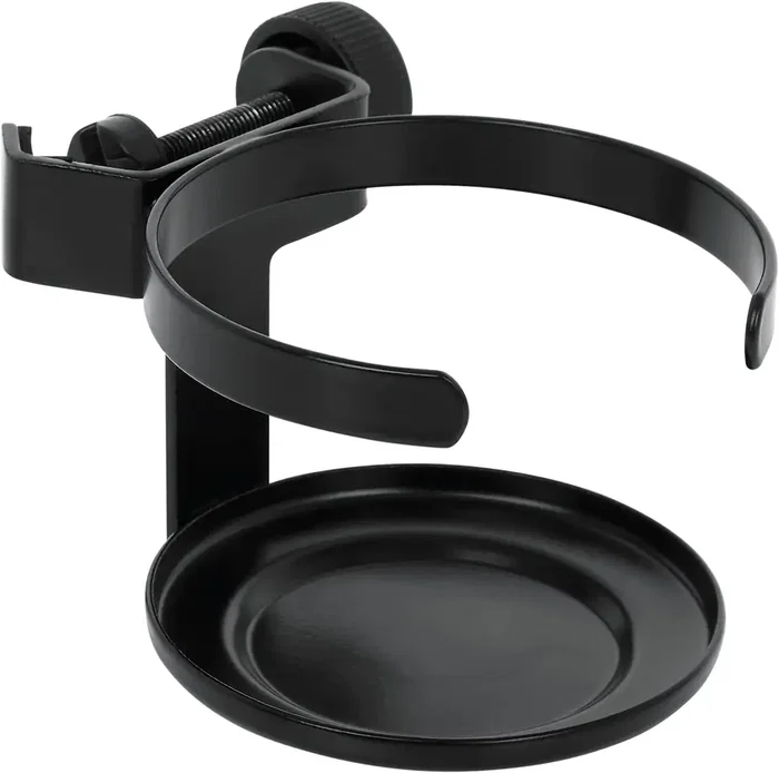FRAMEWORKS Soporte Individual para Micrófono o Copa - Portavasos Negro de Acero para Montar
