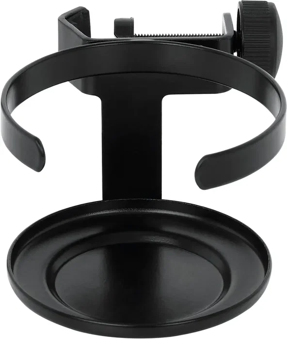 FRAMEWORKS Soporte Individual para Micrófono o Copa - Portavasos Negro de Acero para Montar