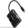 Nanocable Conversor USB-C Macho a HDMI Hembra + DVI Hembra + DP Hembra + VGA Hembra - 10cm - Negro