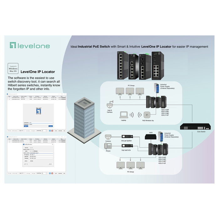 Level One IGS-2108P Switch Industrial Gigabit PoE de 8 Puertos, Negro Level One IGS-2108P Switch Industrial Gigabit PoE de 8 Puertos, Negro