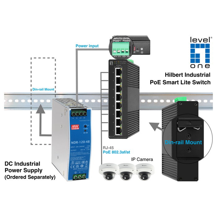 Level One IGS-2108P Switch Industrial Gigabit PoE de 8 Puertos, Negro Level One IGS-2108P Switch Industrial Gigabit PoE de 8 Puertos, Negro