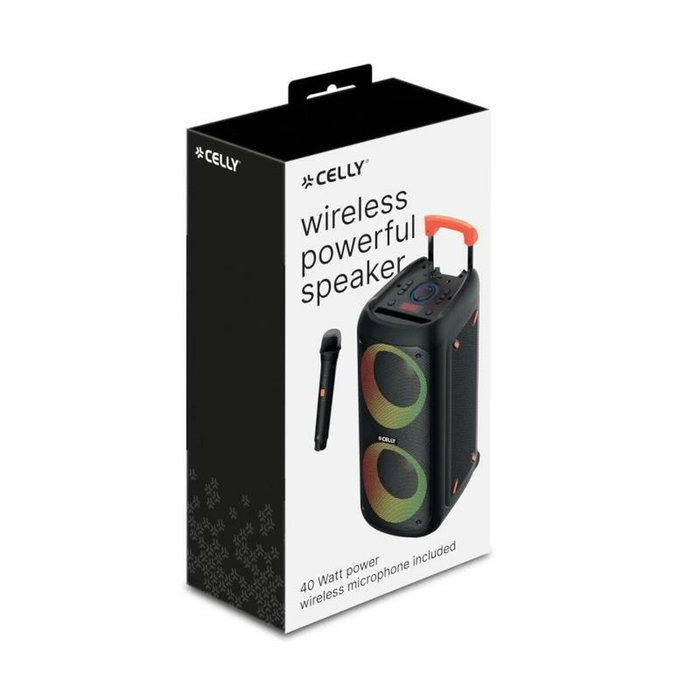 Celly PARTYSPEAKERWLM Altavoz de Fiesta con Micrófono Inalámbrico Negro 40 W