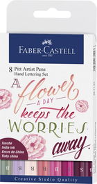 Rotulador Fibra Faber-Castell Pitt Hand Lettering Tonos Rojos Bolsa De 8