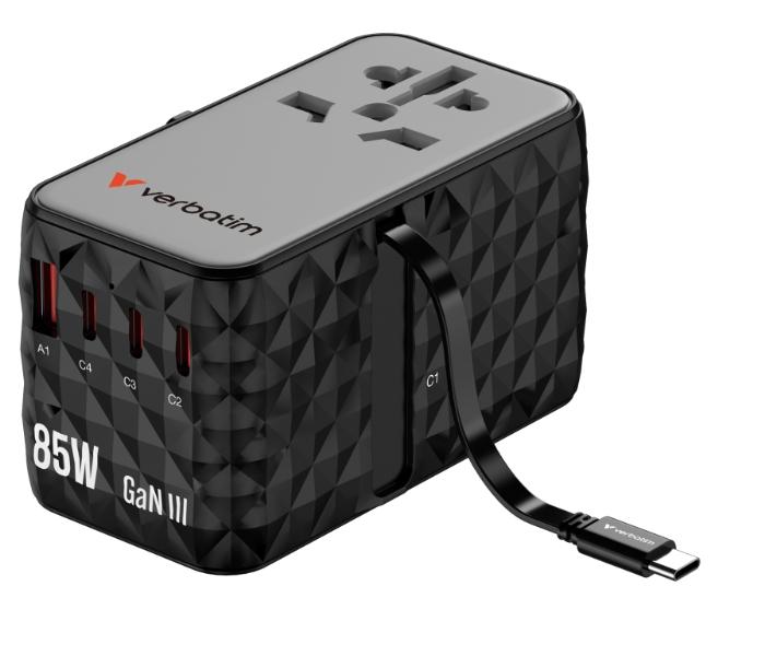 Verbatim Charge'n'Travel Diamond 85W con Cable Retráctil CNT-02 Verbatim Charge'n'Travel Diamond 85W con Cable Retráctil CNT-02