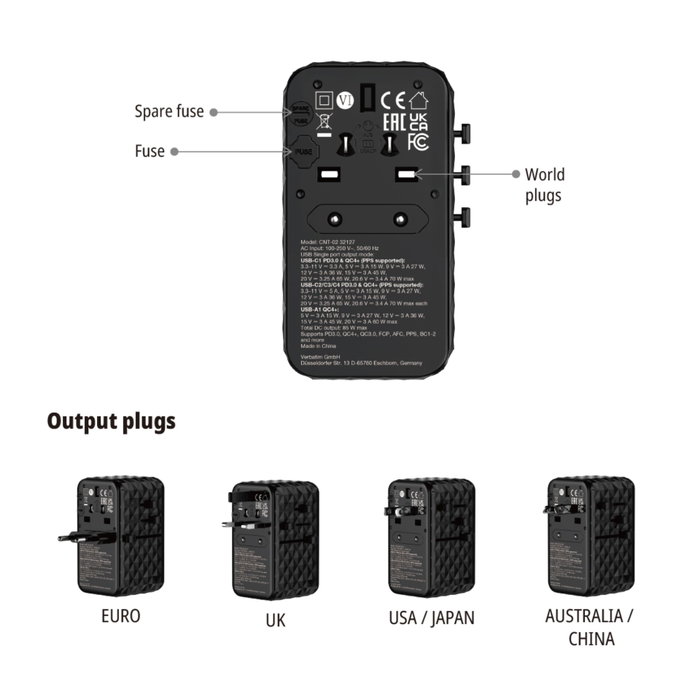 Verbatim Charge'n'Travel Diamond 85W con cable retráctil CNT-02 Verbatim Charge'n'Travel Diamond 85W con cable retráctil CNT-02