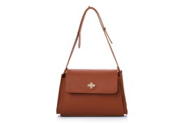 Lucky Bees Bolsa de Hombro Marrón Cuero de Polivinilo Elegante y Práctica 23x10x15 cm