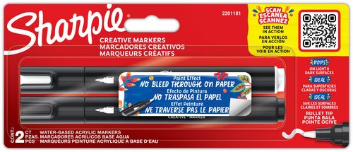 Sharpie Rotulador Acrílico Punta Redonda Blanco y Negro de 2 Unidades Sharpie Rotulador Acrílico Punta Redonda Blanco y Negro de 2 Unidades