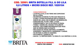 BRITA Botella Fill & Go lila 0,6 lt + micro disco