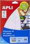 Apli Etiquetas Adhesivas 34x67mm A5 Blanco con Cantos Romos