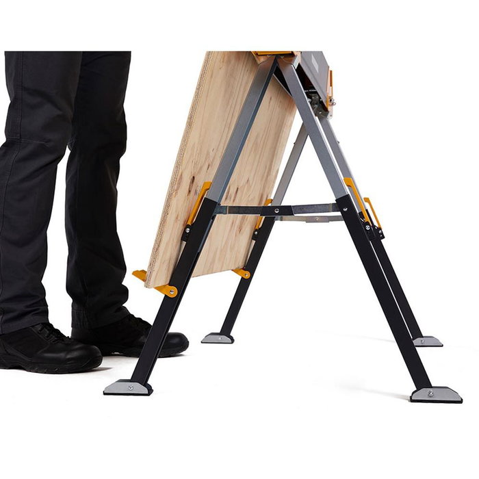Toughbuilt Caballetes Portátiles / Mesa de Trabajo C650, 2 unidades, Acero, Capacidad 590 kg por caballete (1180 kg total), Revestimiento Anticorrosión, Asa de Transporte